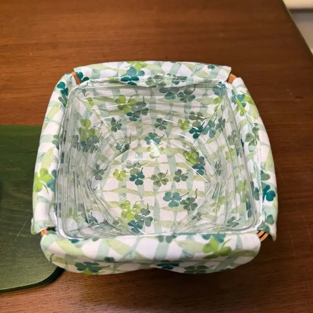 Longaberger 2006 Lucky Twist Basket Lid Fabric Liner Protector Shamrock St. Patr
